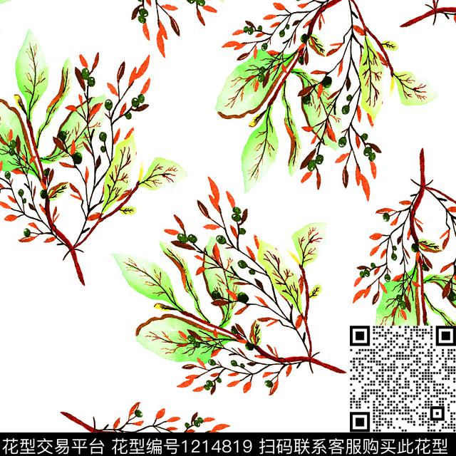 抽象花卉散点排列淑女数码印花华亿平台下载（图片编号: 1214819） - 瓦栏（Walan）