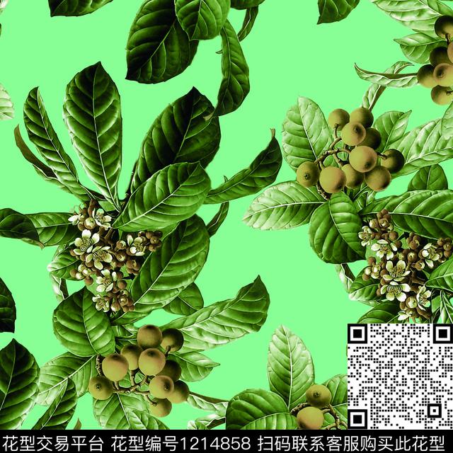 写实华亿平台绿植树叶满版华亿平台数码印花华亿平台下载（图片编号: 1214858） - 瓦栏（Walan）