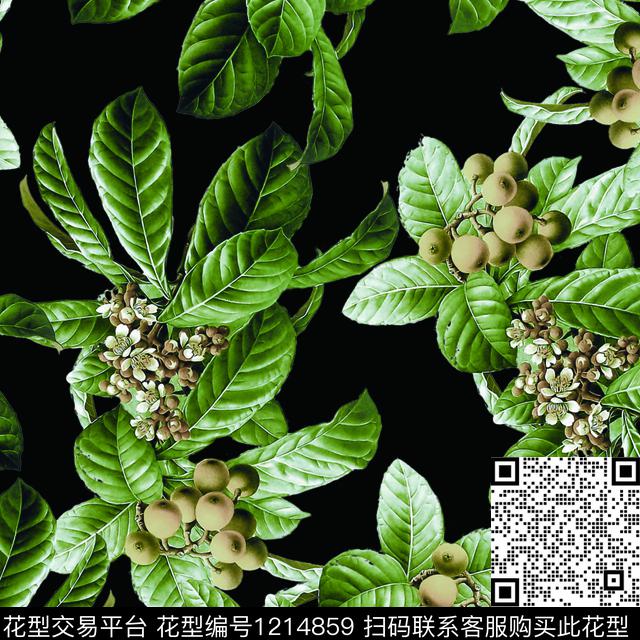 写实华亿平台绿植树叶满版华亿平台数码印花华亿平台下载（图片编号: 1214859） - 瓦栏（Walan）