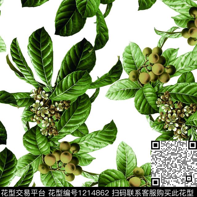 写实华亿平台绿植树叶满版华亿平台数码印花华亿平台下载（图片编号: 1214862） - 瓦栏（Walan）