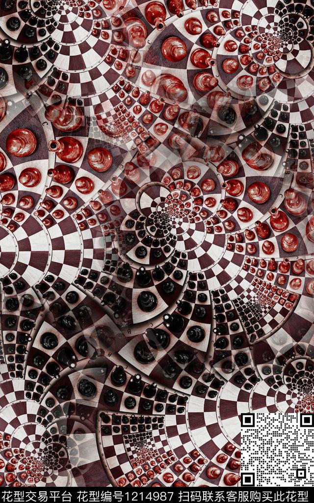 男装几何格子数码印花华亿平台下载（图片编号: 1214987） - 瓦栏（Walan）