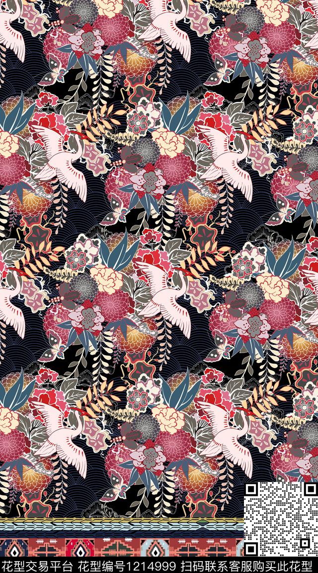 波西米亚定位花民族风数码印花华亿平台下载（图片编号: 1214999） - 瓦栏（Walan）