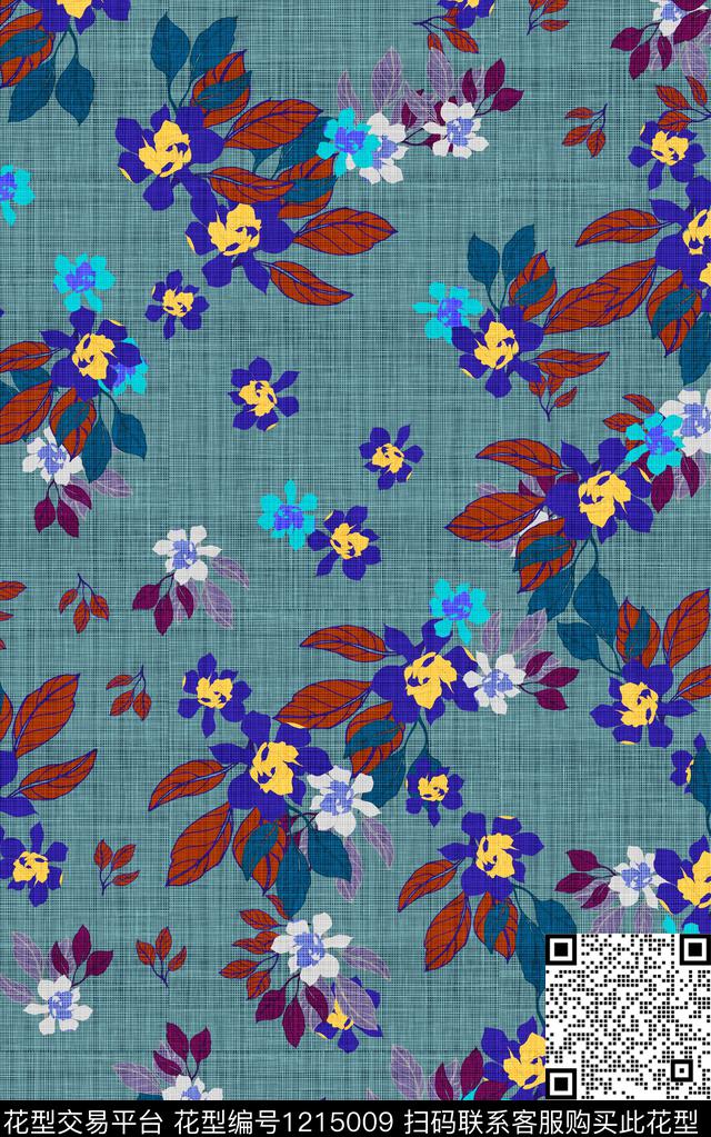 小碎花秋冬华亿平台简单花卉数码印花华亿平台下载（图片编号: 1215009） - 瓦栏（Walan）