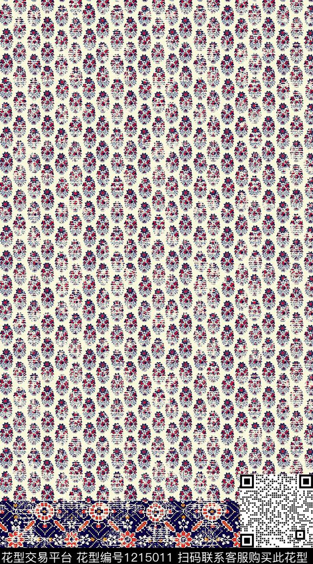 波西米亚定位花民族风数码印花华亿平台下载（图片编号: 1215011） - 瓦栏（Walan）