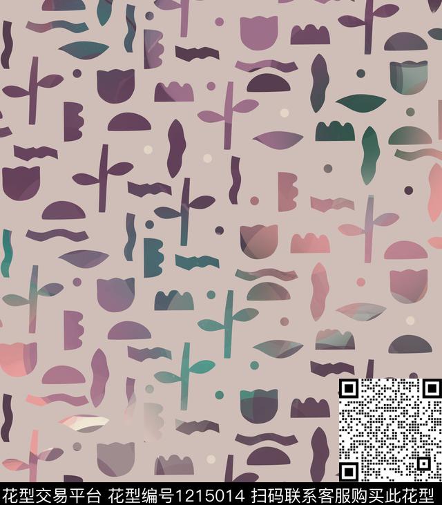 男装几何花卉数码印花华亿平台下载（图片编号: 1215014） - 瓦栏（Walan）