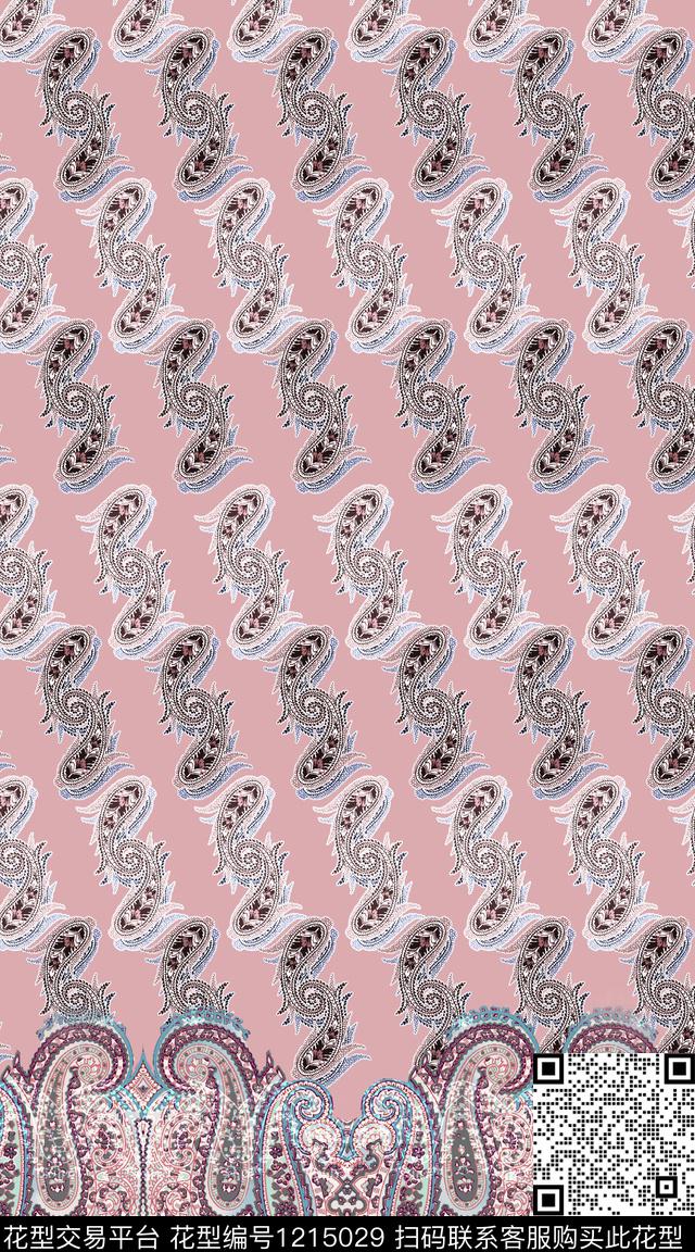 波西米亚定位花民族风数码印花华亿平台下载（图片编号: 1215029） - 瓦栏（Walan）