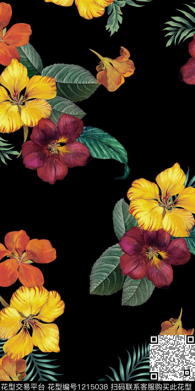 波西米亚花卉满版散花数码印花华亿平台下载（图片编号: 1215038） - 瓦栏（Walan）