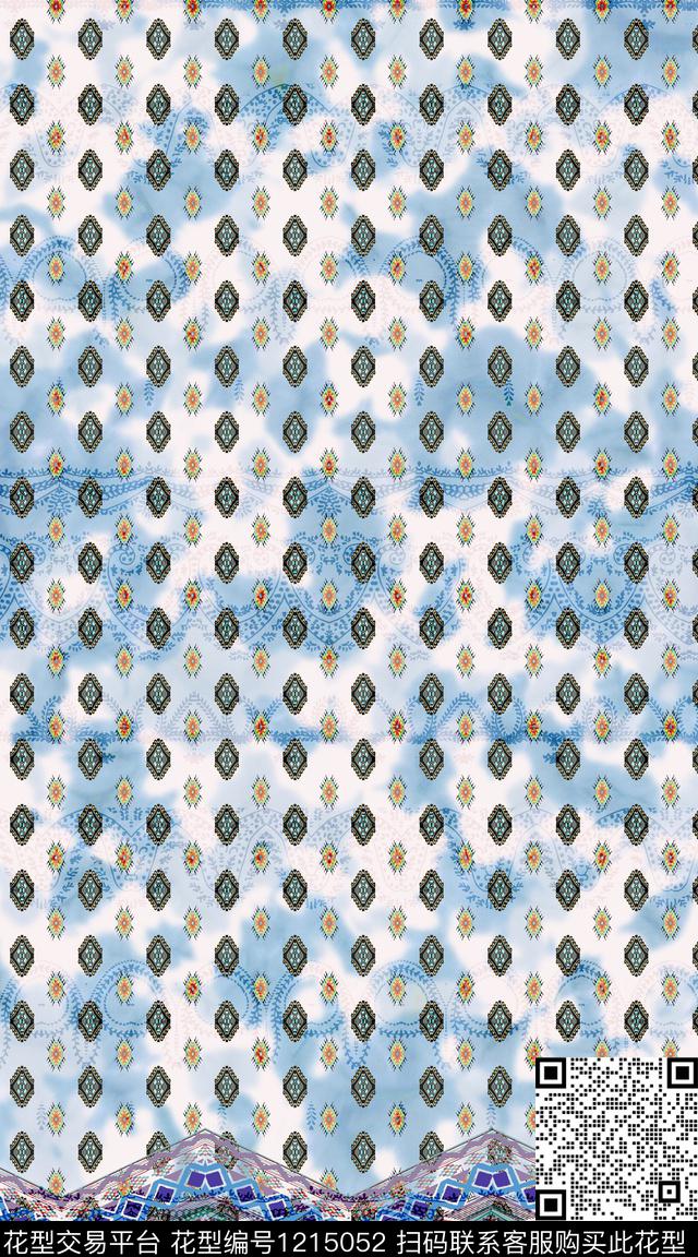 波西米亚定位花民族风数码印花华亿平台下载（图片编号: 1215052） - 瓦栏（Walan）