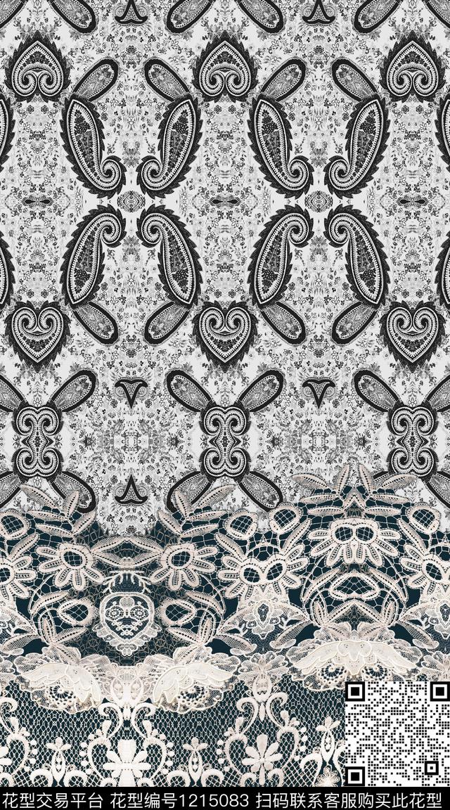 波西米亚定位花民族风数码印花华亿平台下载（图片编号: 1215083） - 瓦栏（Walan）