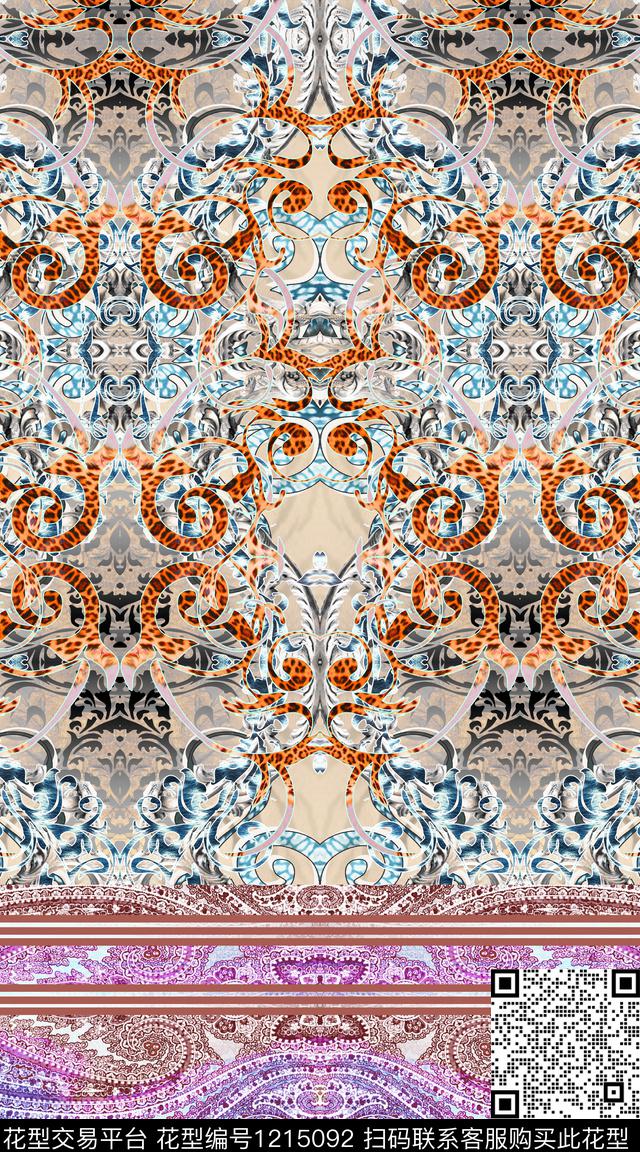 波西米亚定位花民族风数码印花华亿平台下载（图片编号: 1215092） - 瓦栏（Walan）