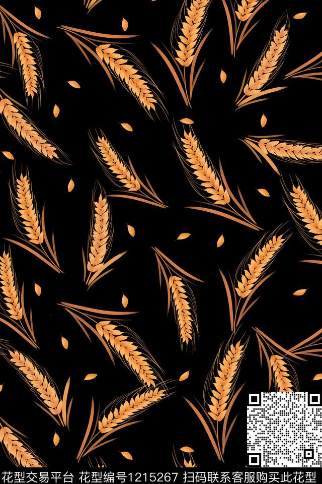 手绘小清新麦穗数码印花华亿平台下载（图片编号: 1215267） - 瓦栏（Walan）