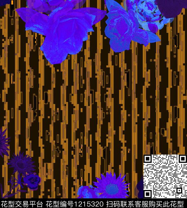 炫彩手绘花卉数码印花华亿平台下载（图片编号: 1215320） - 瓦栏（Walan）
