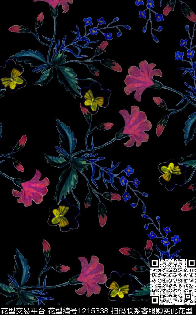 数码华亿平台花卉复古数码印花华亿平台下载（图片编号: 1215338） - 瓦栏（Walan）