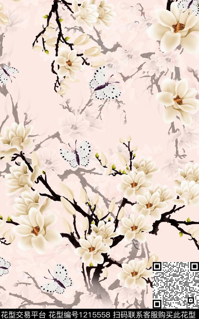 衬衫花卉旗袍数码印花华亿平台下载（图片编号: 1215558） - 瓦栏（Walan）