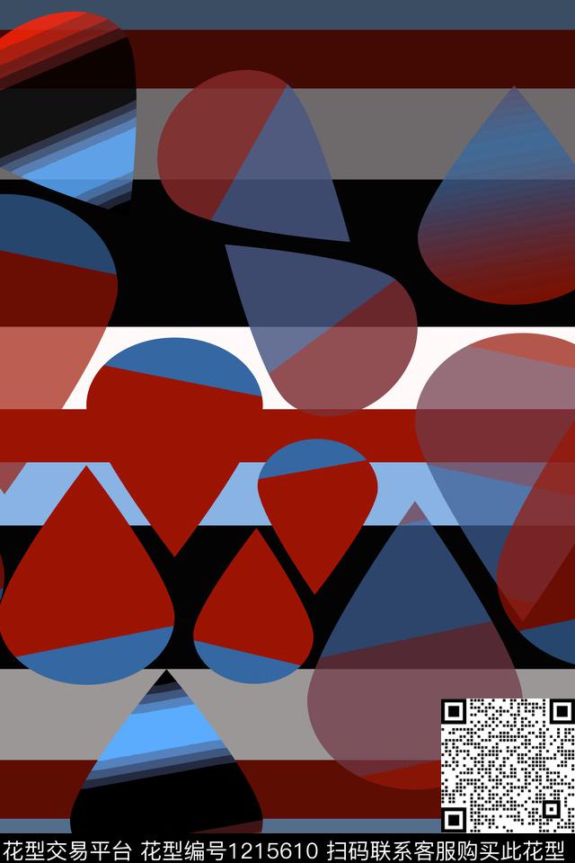 几何渐变色彩条纹混搭数码印花华亿平台下载（图片编号: 1215610） - 瓦栏（Walan）