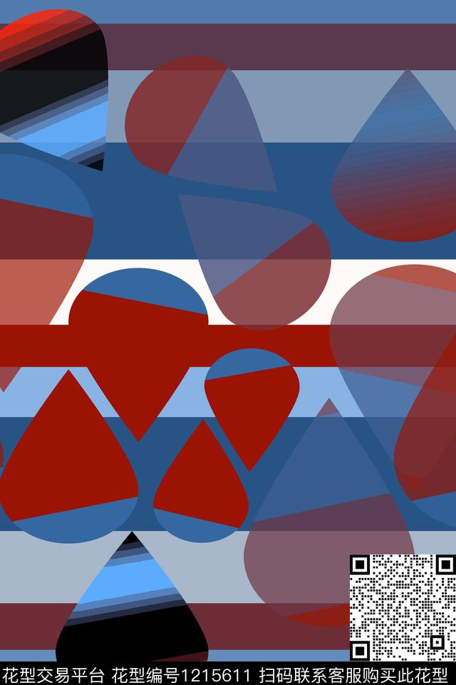 几何渐变色彩条纹混搭数码印花华亿平台下载（图片编号: 1215611） - 瓦栏（Walan）