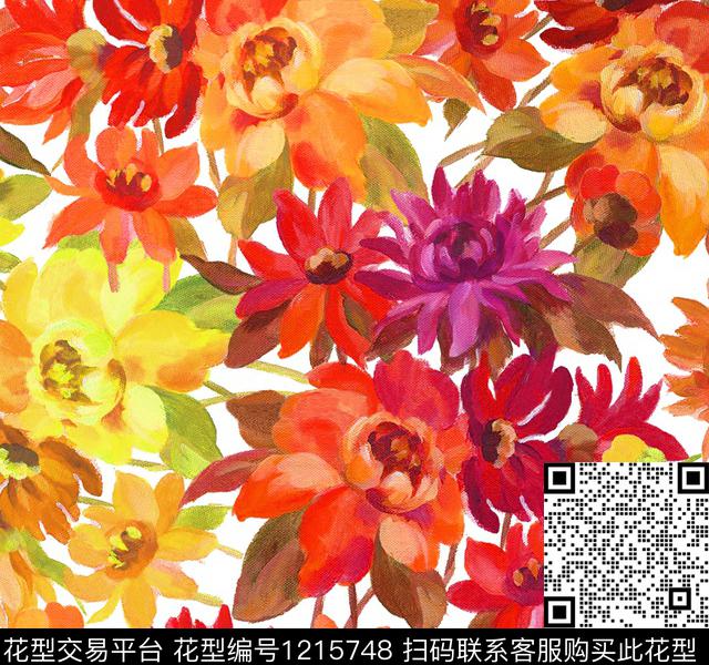 花卉油画华亿平台秋冬华亿平台数码印花华亿平台下载（图片编号: 1215748） - 瓦栏（Walan）