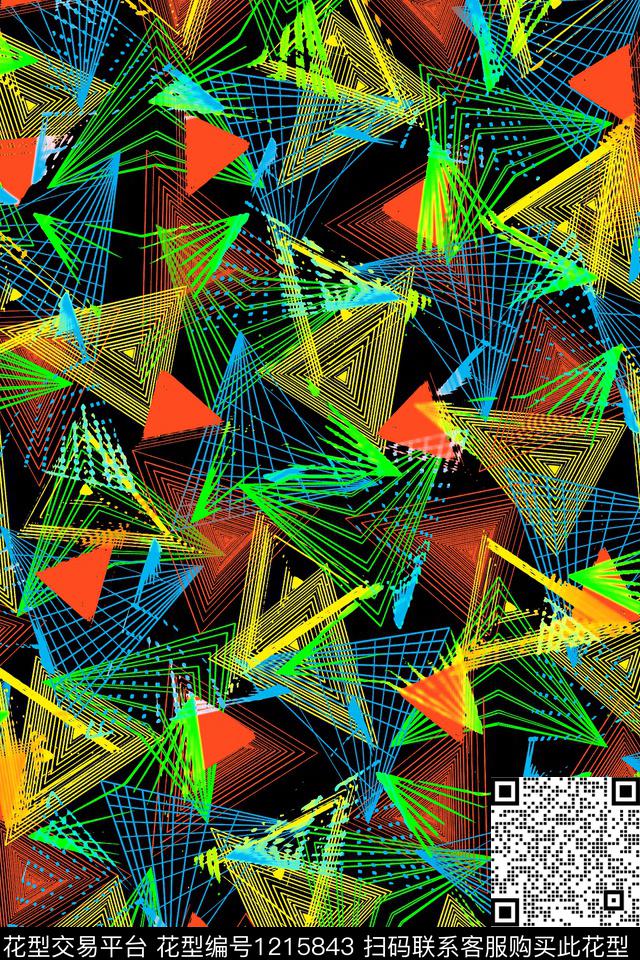 男装几何运动风数码印花华亿平台下载（图片编号: 1215843） - 瓦栏（Walan）