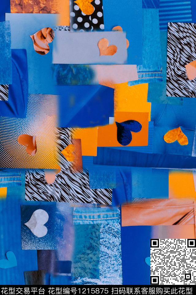 数码华亿平台几何抽象数码印花华亿平台下载（图片编号: 1215875） - 瓦栏（Walan）