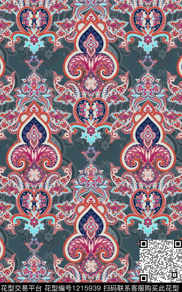 字母线条民族风数码印花华亿平台下载（图片编号: 1215939） - 瓦栏（Walan）