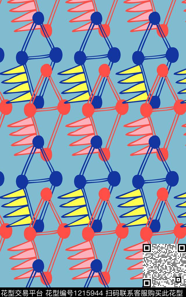 字母几何线条数码印花华亿平台下载（图片编号: 1215944） - 瓦栏（Walan）