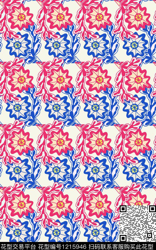 字母几何线条数码印花华亿平台下载（图片编号: 1215946） - 瓦栏（Walan）