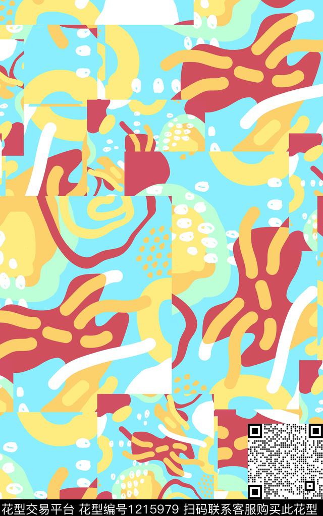 字母几何线条数码印花华亿平台下载（图片编号: 1215979） - 瓦栏（Walan）