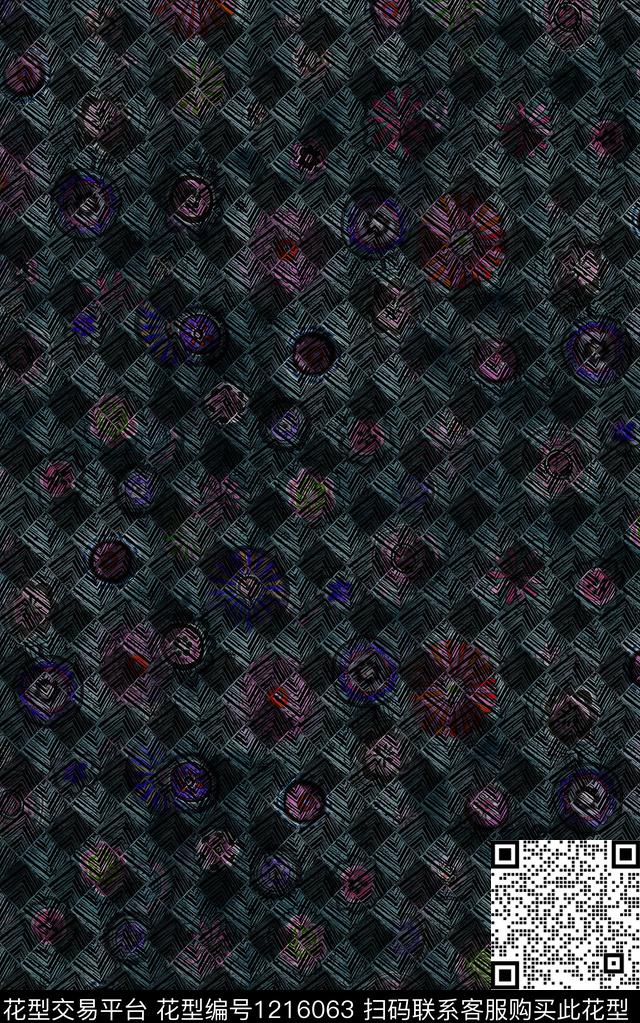 几何抽象格子数码印花华亿平台下载（图片编号: 1216063） - 瓦栏（Walan）