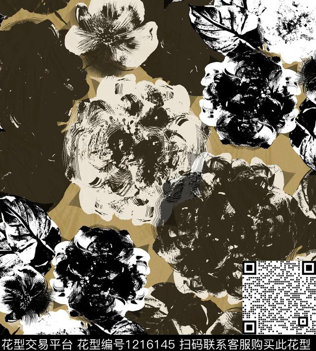 炫彩手绘花卉数码印花华亿平台下载（图片编号: 1216145） - 瓦栏（Walan）