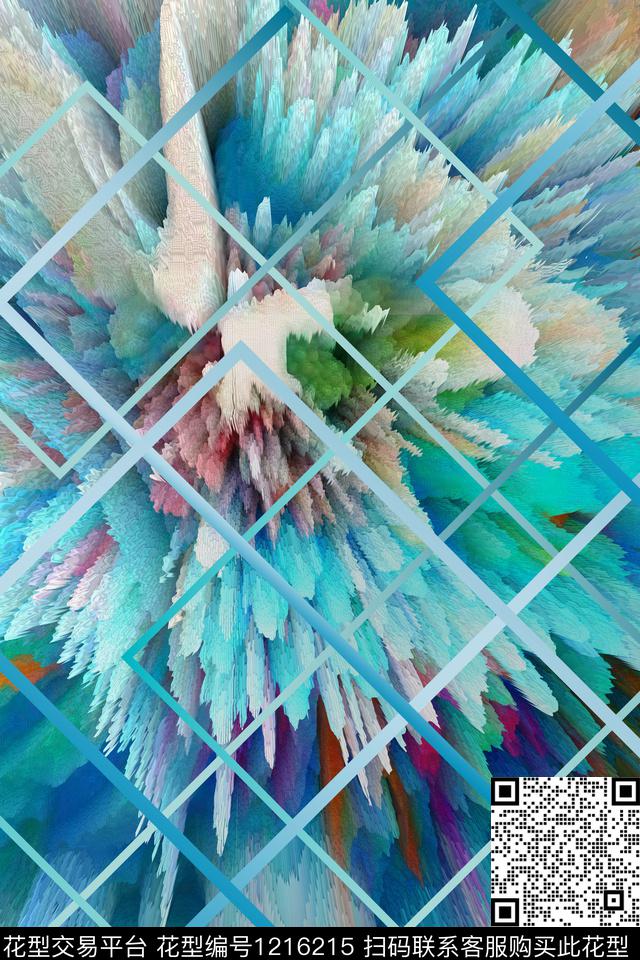 时尚大牌风朦胧花卉数码印花华亿平台下载（图片编号: 1216215） - 瓦栏（Walan）