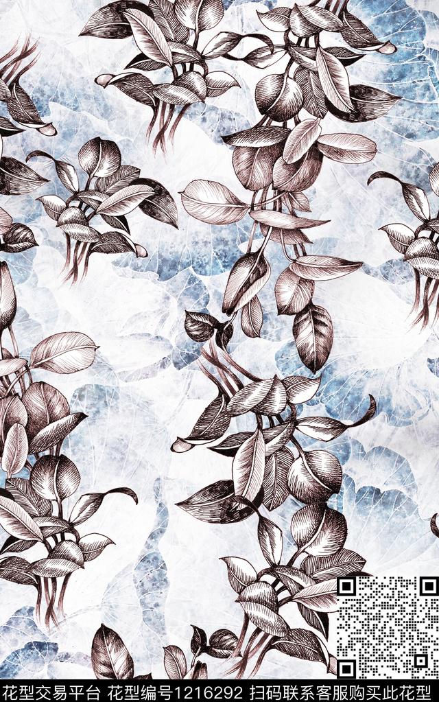 花卉肌理中国风数码印花华亿平台下载（图片编号: 1216292） - 瓦栏（Walan）