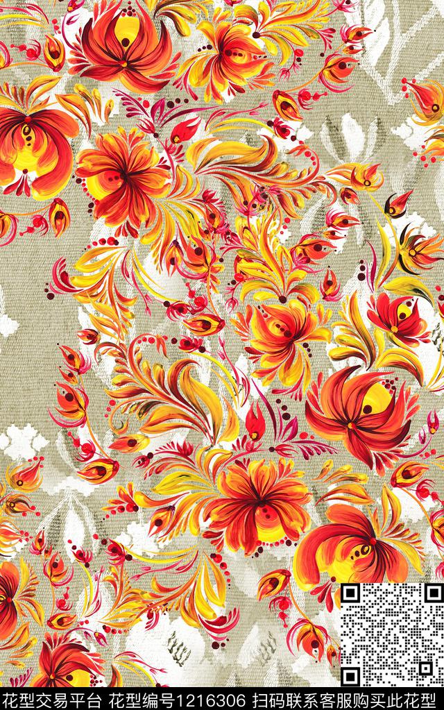 花卉肌理手绘花卉数码印花华亿平台下载（图片编号: 1216306） - 瓦栏（Walan）