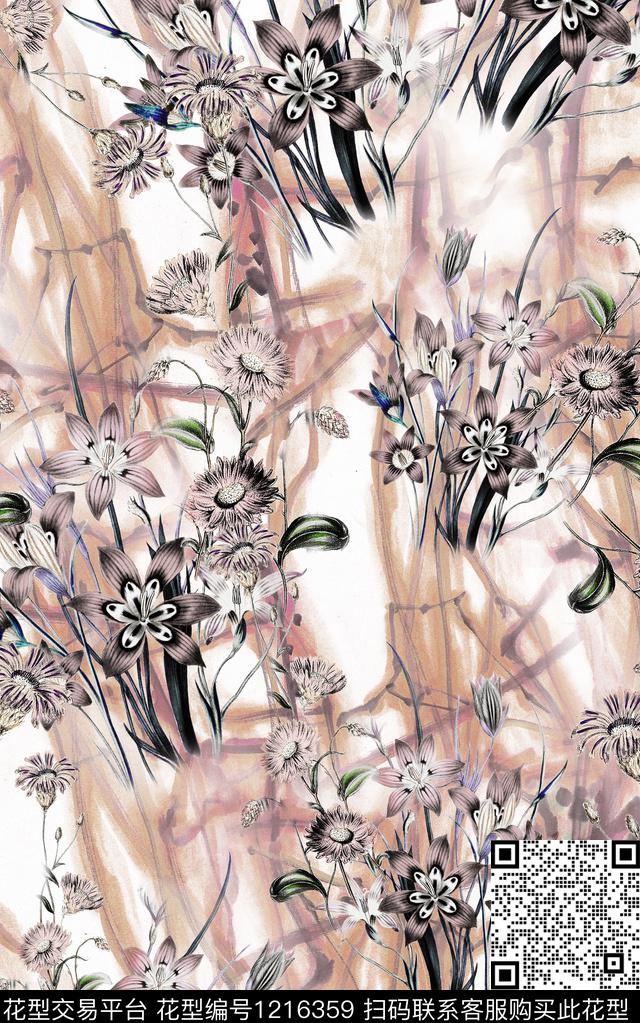 花卉肌理中国风数码印花华亿平台下载（图片编号: 1216359） - 瓦栏（Walan）