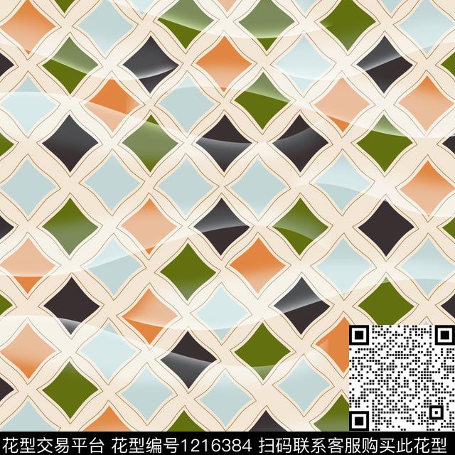 几何时尚方形数码印花华亿平台下载（图片编号: 1216384） - 瓦栏（Walan）