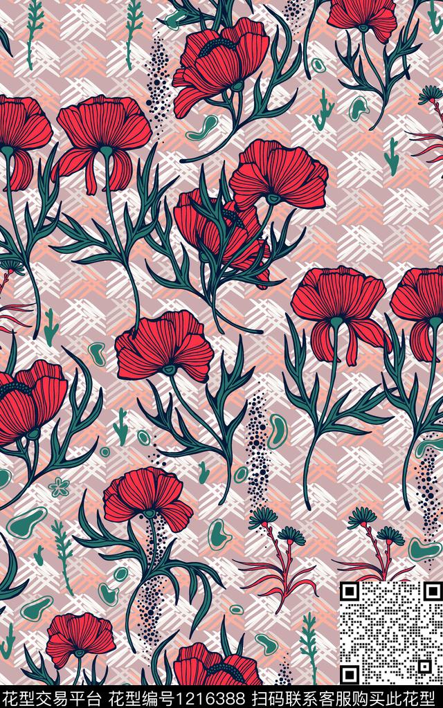 花卉肌理手绘花卉数码印花华亿平台下载（图片编号: 1216388） - 瓦栏（Walan）