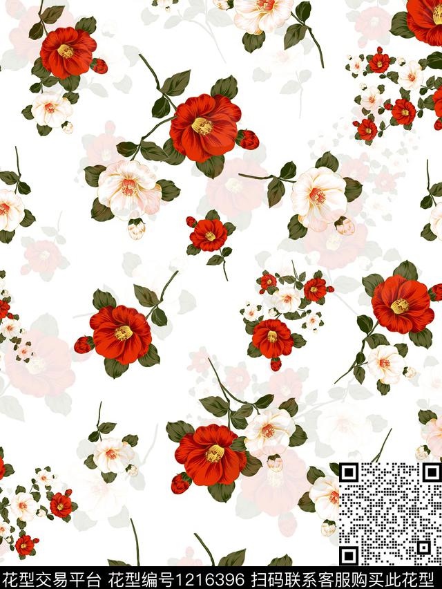 花卉清爽小碎数码印花华亿平台下载（图片编号: 1216396） - 瓦栏（Walan）