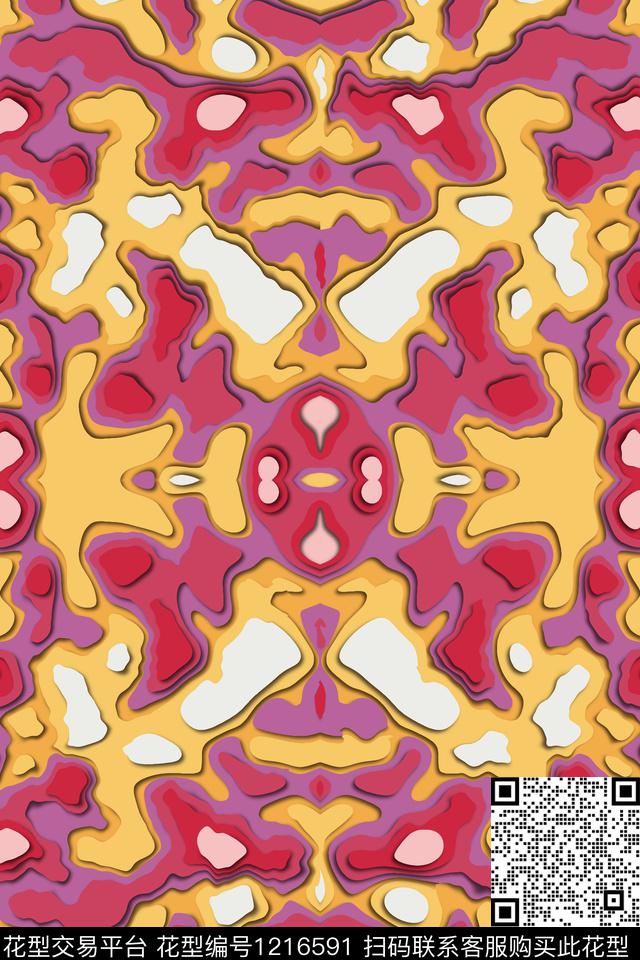 数码华亿平台炫彩几何数码印花华亿平台下载（图片编号: 1216591） - 瓦栏（Walan）