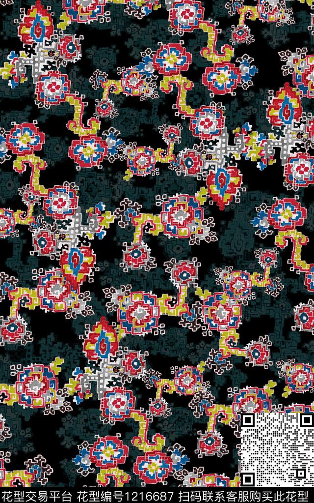 肌理民族风中老年数码印花华亿平台下载（图片编号: 1216687） - 瓦栏（Walan）