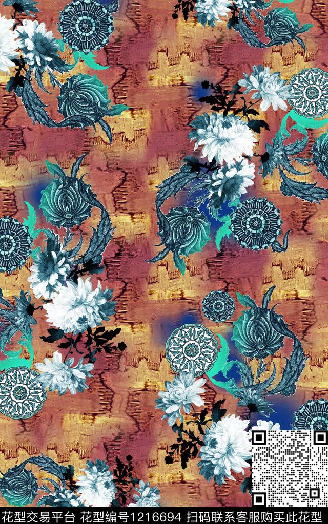 肌理民族风中老年数码印花华亿平台下载（图片编号: 1216694） - 瓦栏（Walan）