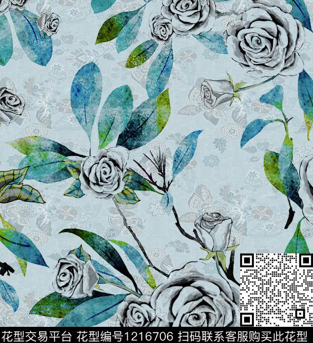花卉肌理中老年数码印花华亿平台下载（图片编号: 1216706） - 瓦栏（Walan）