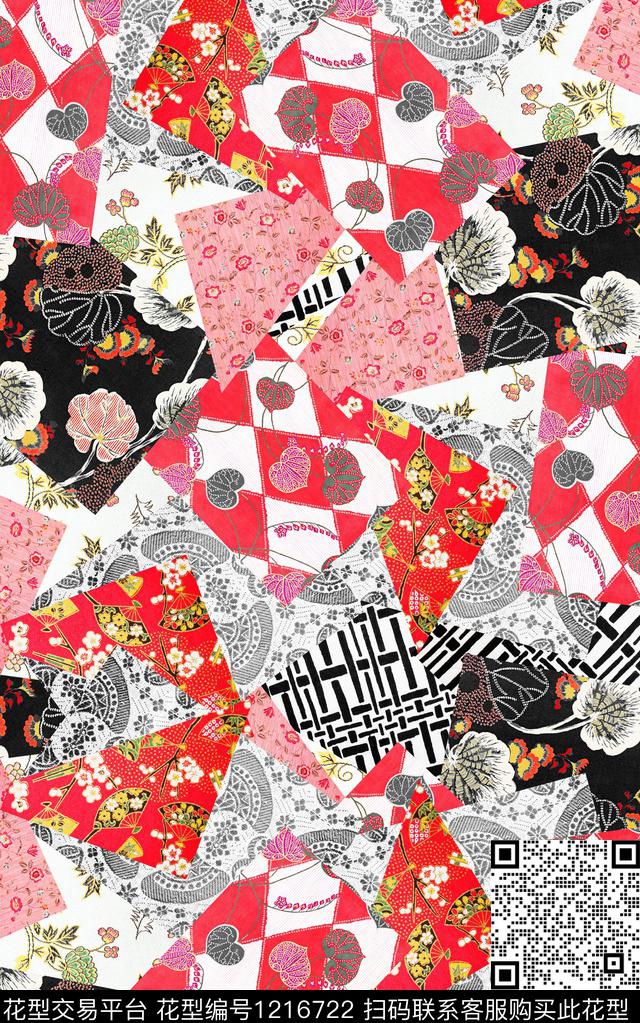 几何肌理民族风数码印花华亿平台下载（图片编号: 1216722） - 瓦栏（Walan）