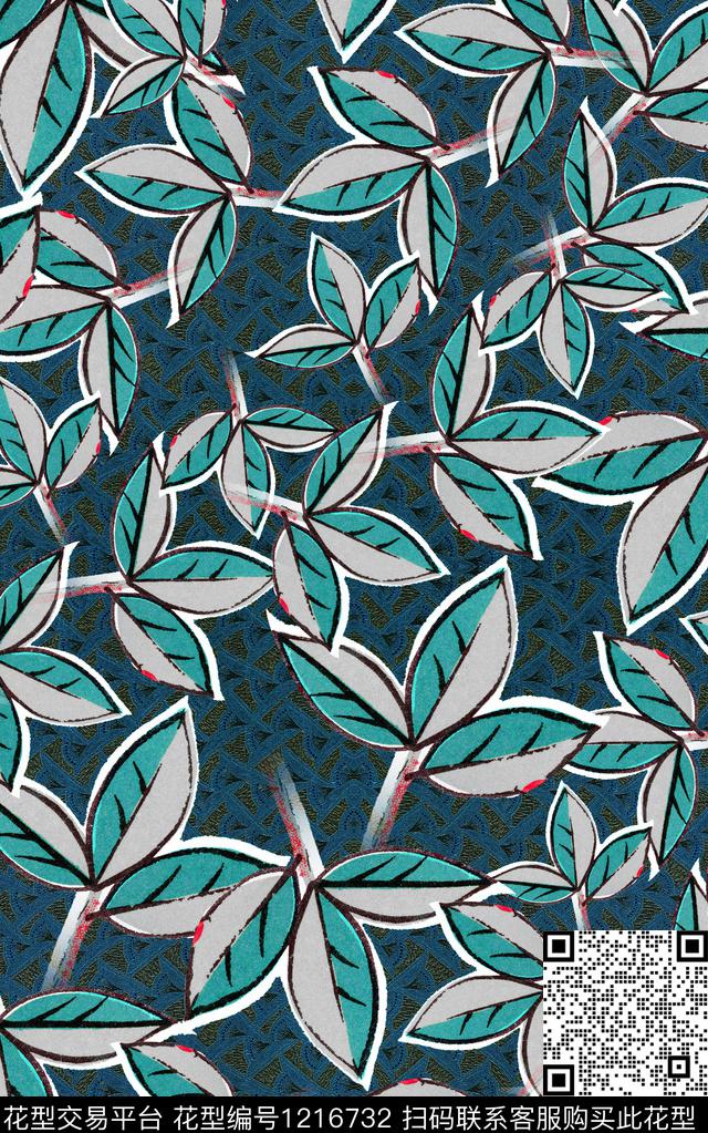 肌理中老年绿植树叶数码印花华亿平台下载（图片编号: 1216732） - 瓦栏（Walan）