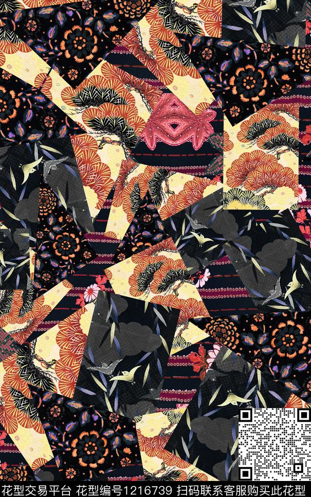 几何肌理民族风数码印花华亿平台下载（图片编号: 1216739） - 瓦栏（Walan）