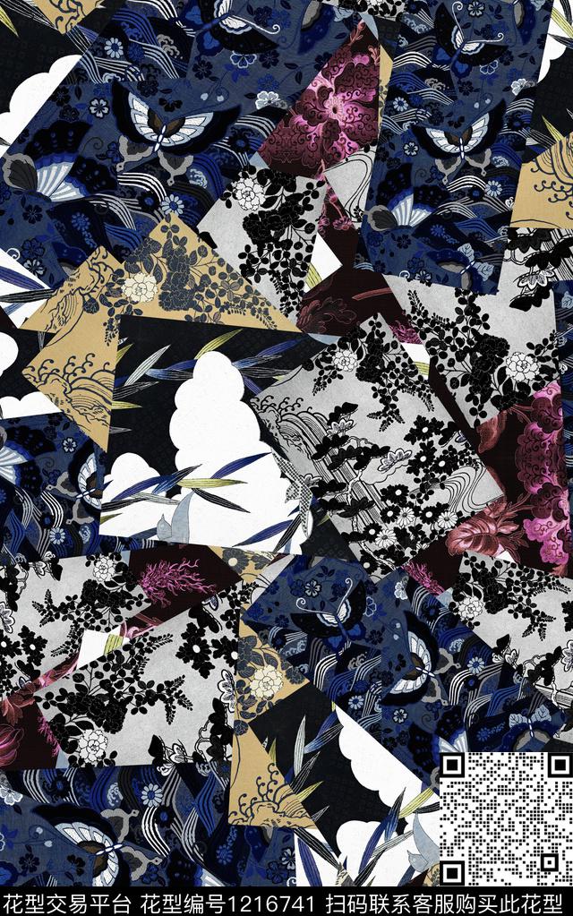 几何肌理民族风数码印花华亿平台下载（图片编号: 1216741） - 瓦栏（Walan）