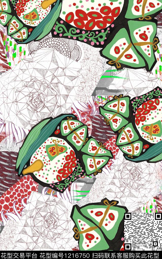 几何抽象肌理数码印花华亿平台下载（图片编号: 1216750） - 瓦栏（Walan）