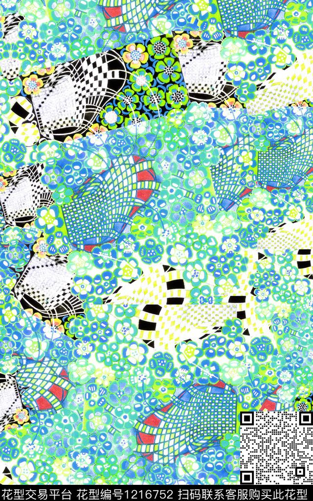 几何抽象肌理数码印花华亿平台下载（图片编号: 1216752） - 瓦栏（Walan）