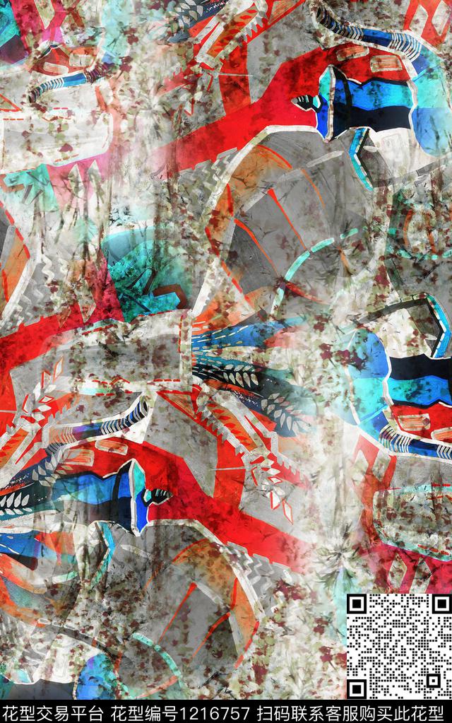 抽象肌理中老年数码印花华亿平台下载（图片编号: 1216757） - 瓦栏（Walan）