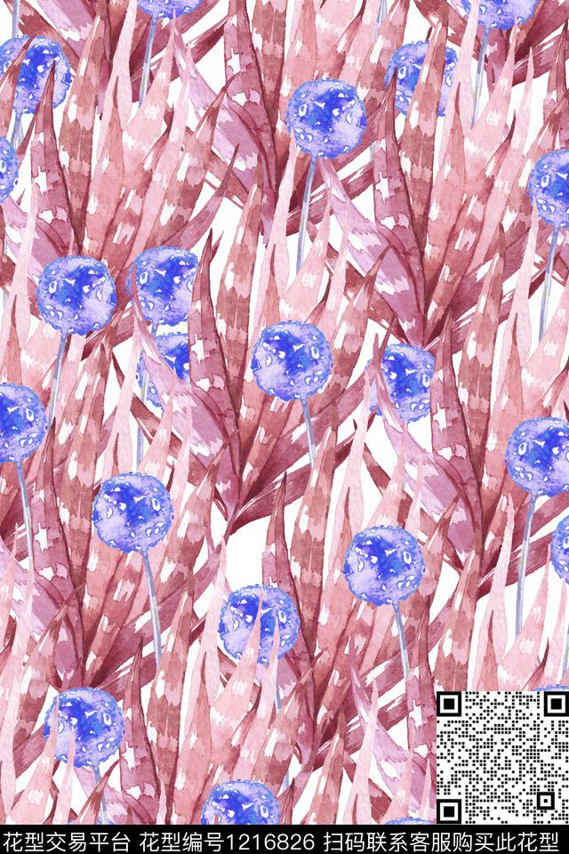 女装花卉绿植树叶数码印花华亿平台下载（图片编号: 1216826） - 瓦栏（Walan）