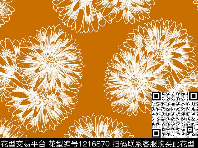 小清新线条花卉重叠线条传统印花华亿平台下载（图片编号: 1216870） - 瓦栏（Walan）