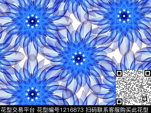 数码华亿平台抽象花卉科技感数码印花华亿平台下载（图片编号: 1216873） - 瓦栏（Walan）
